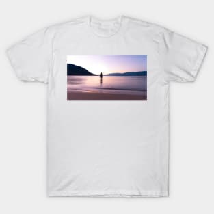 Girl Standing in Lake Watching Sunset at the Beach T-Shirt